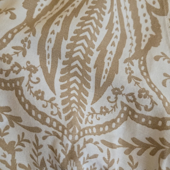 LOFT White Tan Paisley Button Down Linen Blend Mini Dress Spring Vacation MI3 - Picture 8 of 11